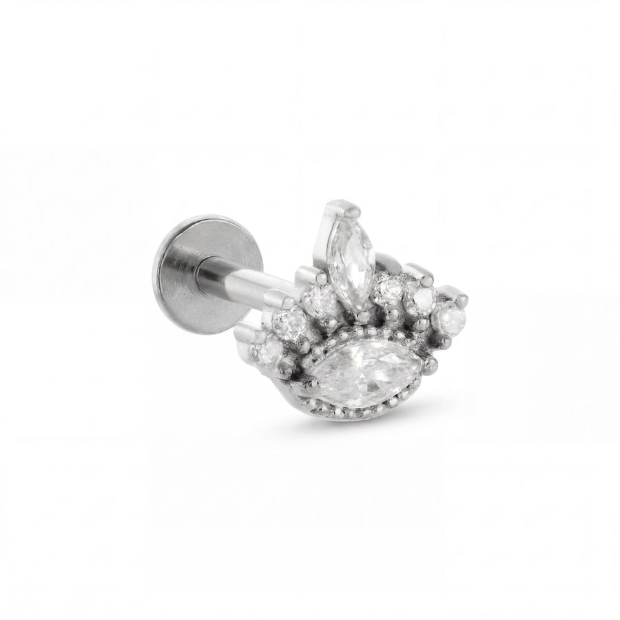 Barretta con zirconi in Acciaio Chirurgico 316L- Piercing per lobo, helix, forward helix, conch, flat, tragus