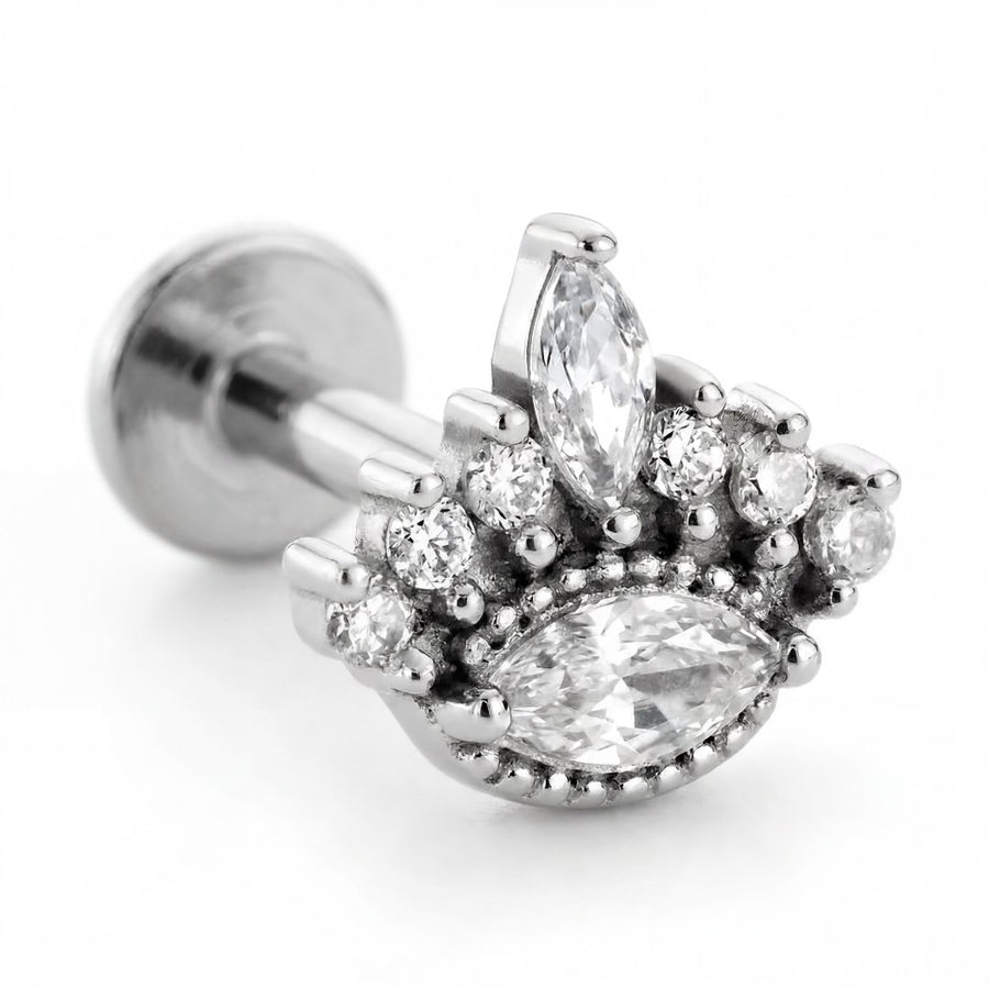 Barretta con zirconi in Acciaio Chirurgico 316L- Piercing per lobo, helix, forward helix, conch, flat, tragus