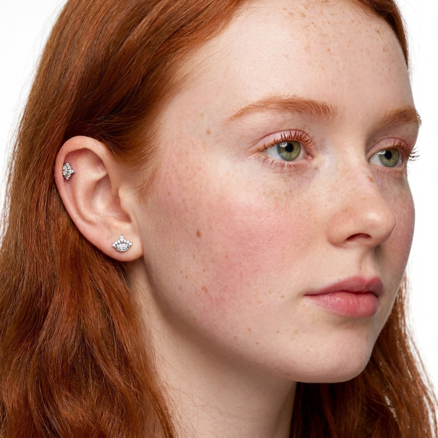 Barretta con zirconi in Acciaio Chirurgico 316L- Piercing per lobo, helix, forward helix, conch, flat, tragus