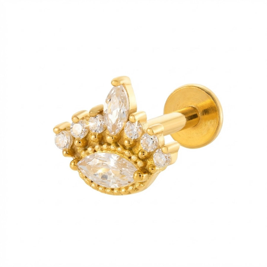Barretta con zirconi in Acciaio Chirurgico 316L- Piercing per lobo, helix, forward helix, conch, flat, tragus
