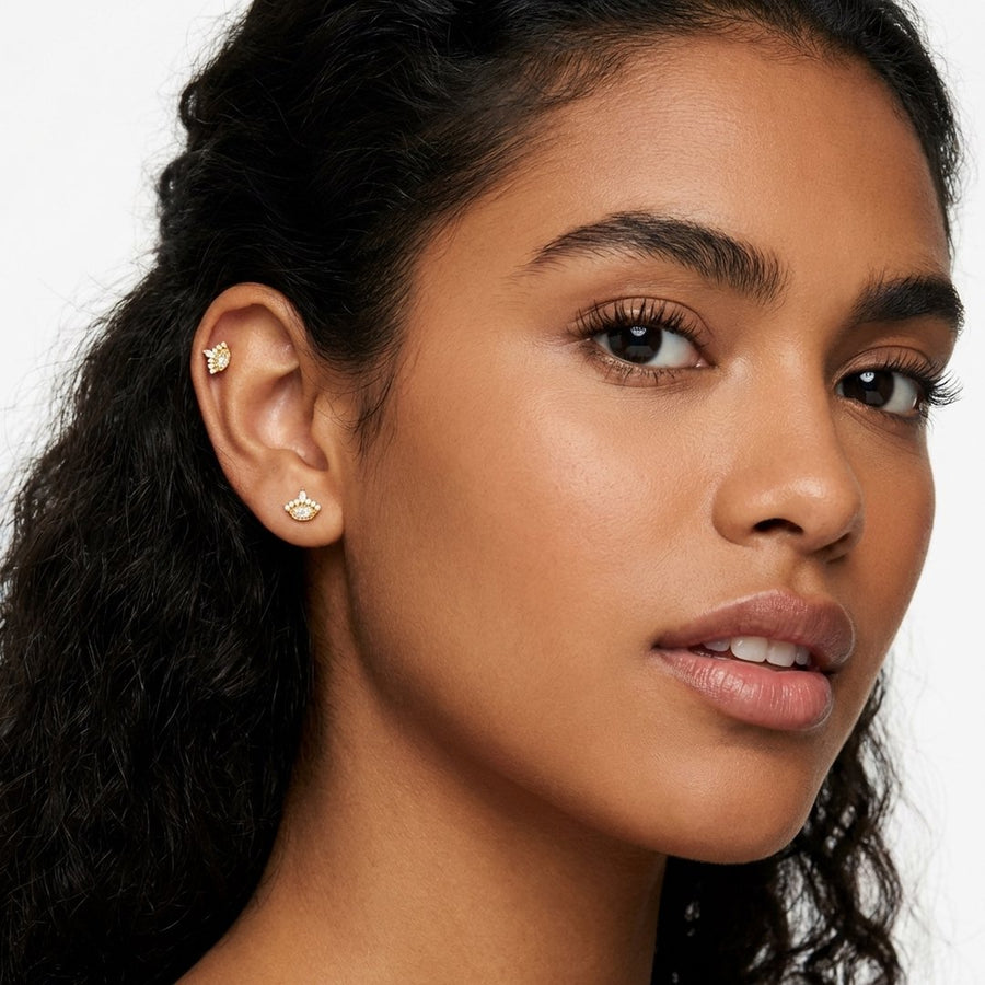 Barretta con zirconi in Acciaio Chirurgico 316L- Piercing per lobo, helix, forward helix, conch, flat, tragus
