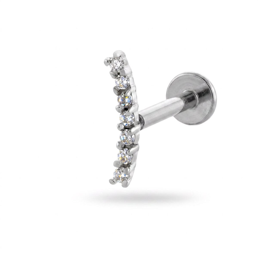 Barretta con sette zirconi in Acciaio Chirurgico 316L - Piercing per lobo, helix, forward helix, conch, flat, tragus