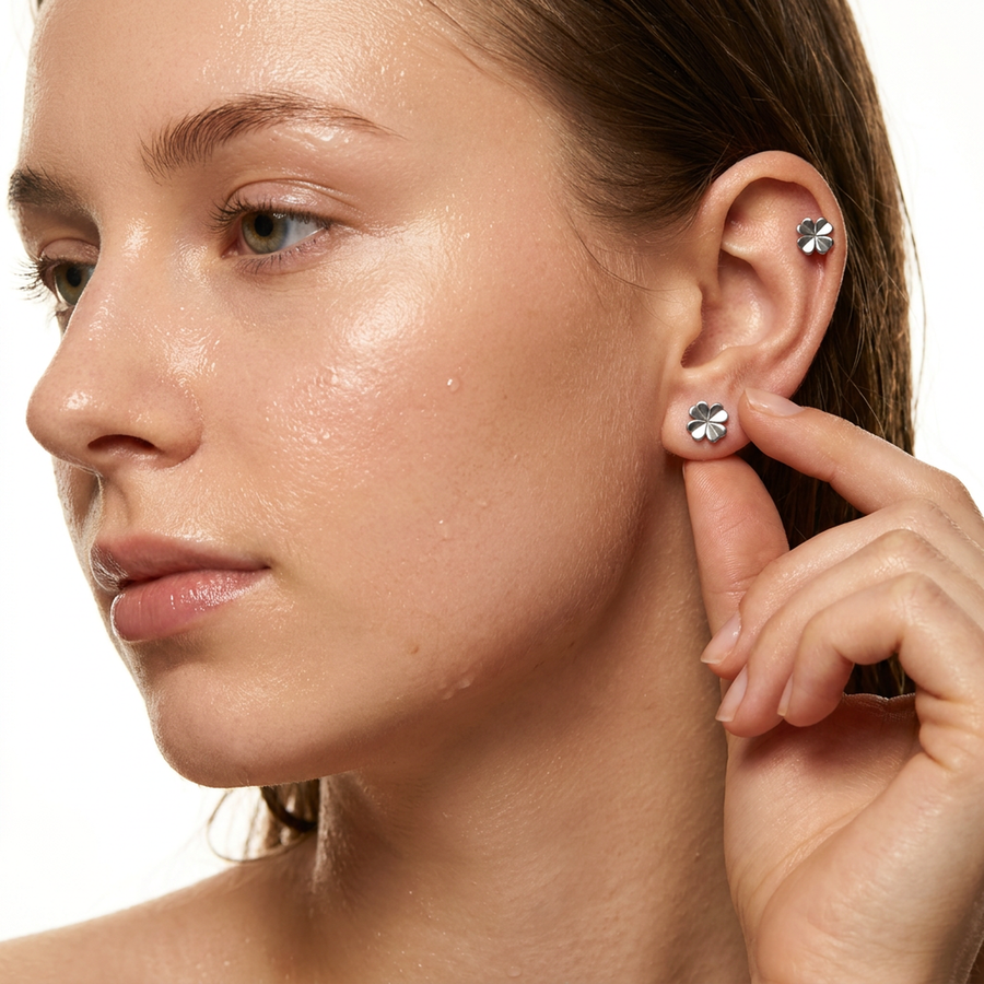 Piercing quadrifoglio in Acciaio Chirurgico 316L - Piercing per lobo, helix, forward helix, conch, flat, tragus