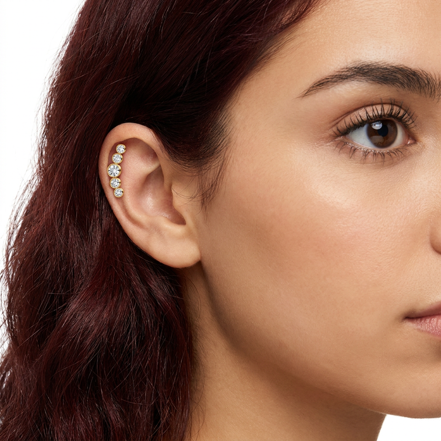 Piercing con zirconi in acciaio chirurgico 316L - Piercing per lobo, helix, forward helix, conch, flat, tragus