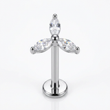 Piercing con tre zirconi in acciaio chirurgico 316L - Piercing per lobo, helix, forward helix, conch, flat, tragus