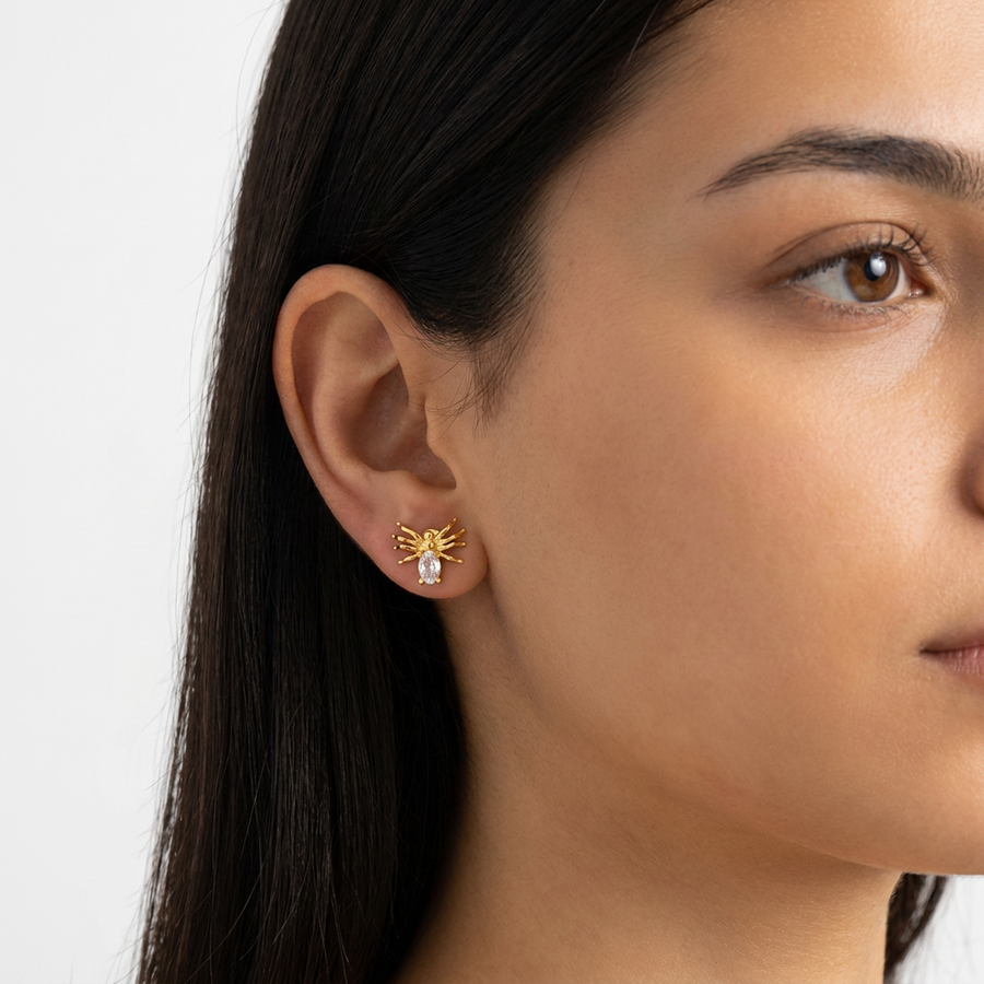 Piercing con insetto di zirconi in acciaio chirurgico 316L - Piercing per lobo, helix, forward helix, conch, flat, tragus