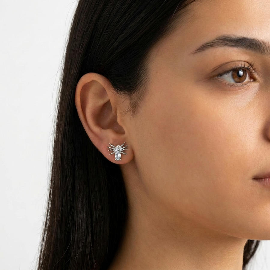 Piercing con insetto di zirconi in acciaio chirurgico 316L - Piercing per lobo, helix, forward helix, conch, flat, tragus