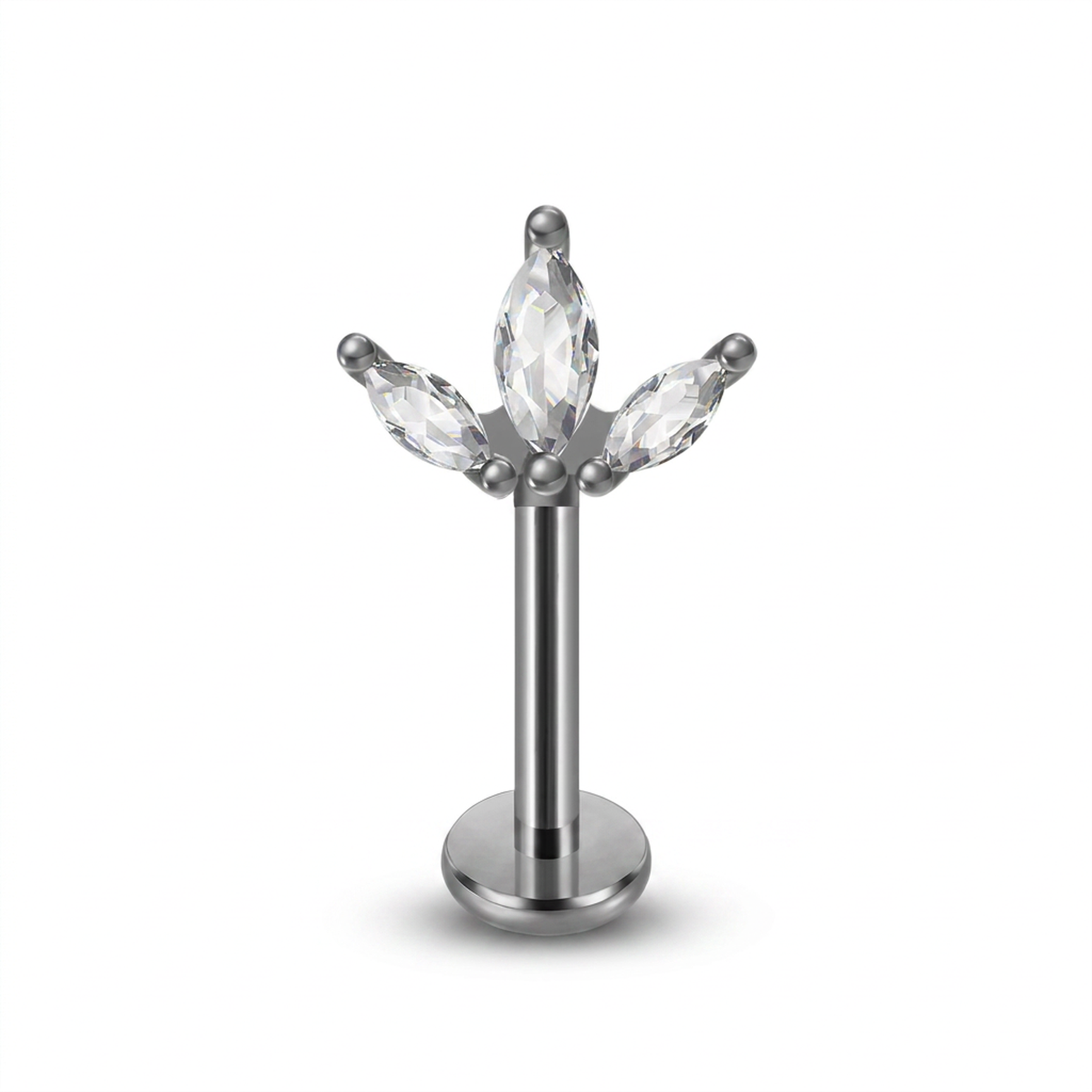 Piercing con tre zirconi in Acciaio Chirurgico 316L - Piercing per vertical helix