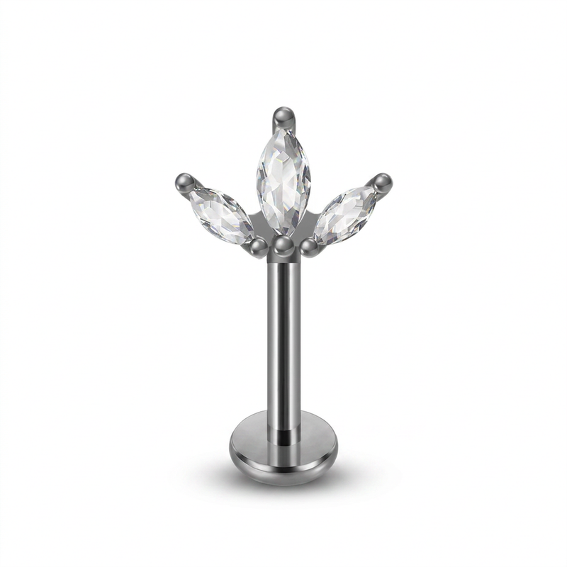 Piercing con tre zirconi in Acciaio Chirurgico 316L - Piercing per vertical helix