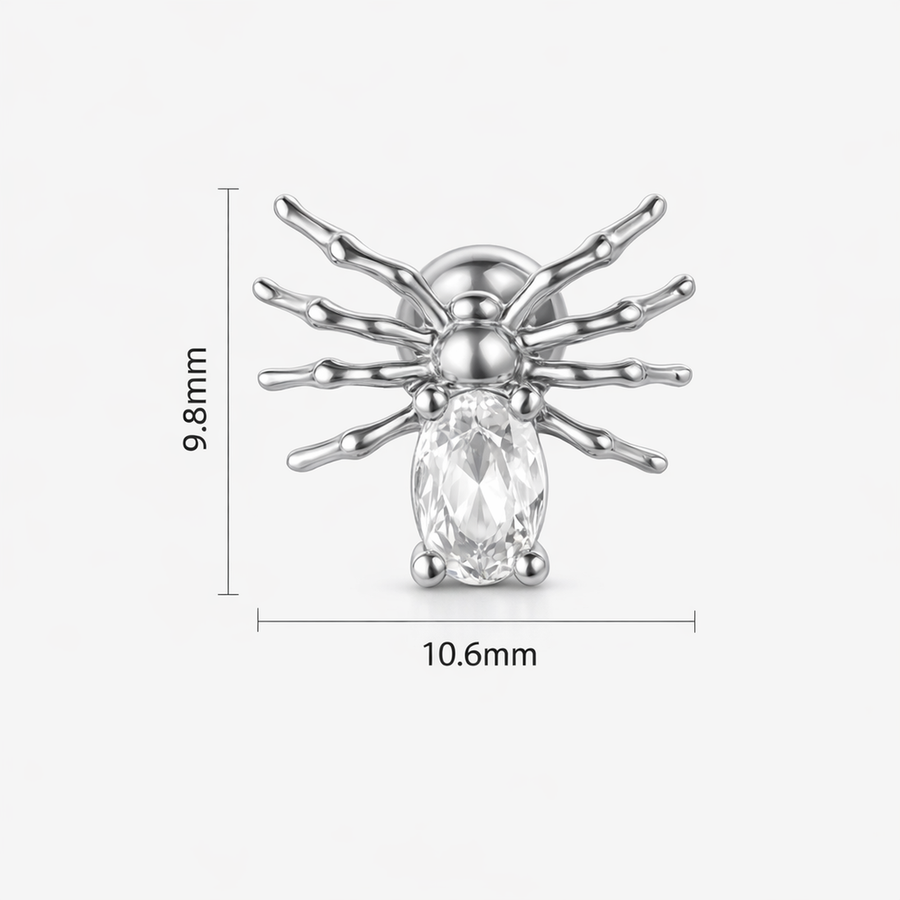 Piercing con insetto di zirconi in acciaio chirurgico 316L - Piercing per lobo, helix, forward helix, conch, flat, tragus