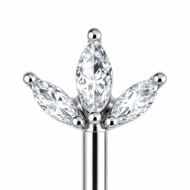 Piercing con tre zirconi in Acciaio Chirurgico 316L - Piercing per vertical helix