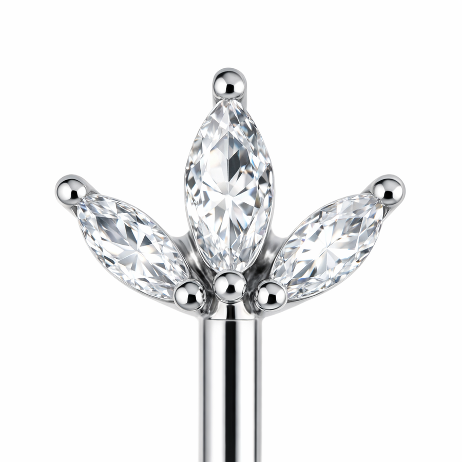 Piercing con tre zirconi in Acciaio Chirurgico 316L - Piercing per vertical helix