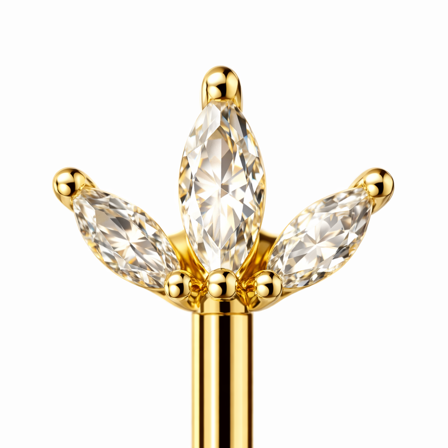 Piercing con tre zirconi in Acciaio Chirurgico 316L - Piercing per vertical helix