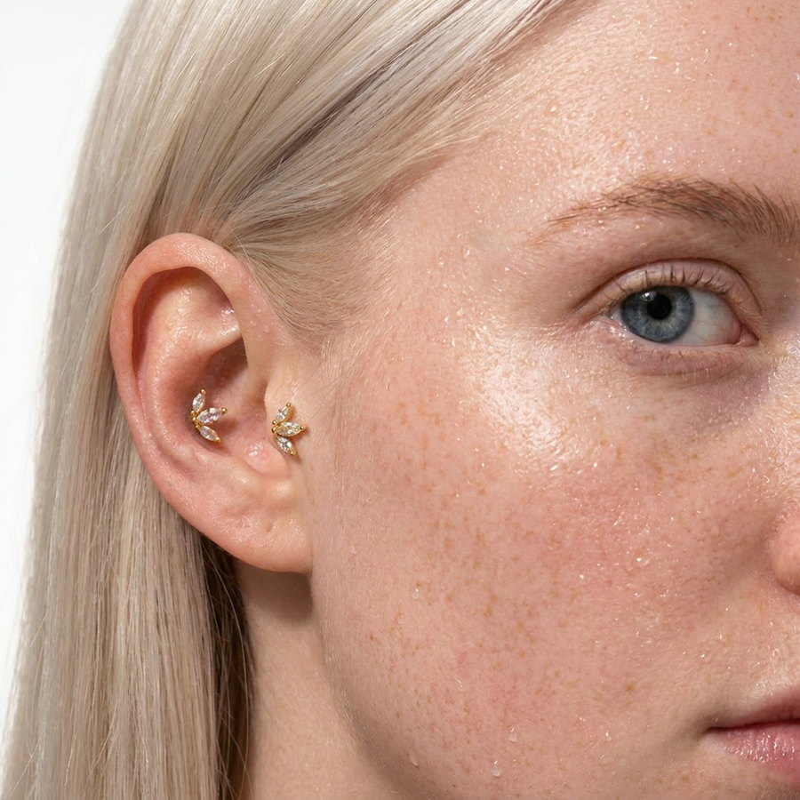 Piercing con tre zirconi in Acciaio Chirurgico 316L - Piercing per vertical helix