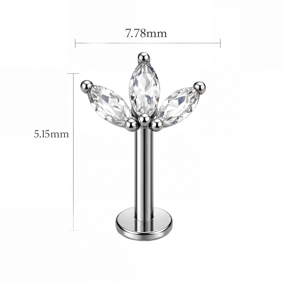 Piercing con tre zirconi in Acciaio Chirurgico 316L - Piercing per vertical helix