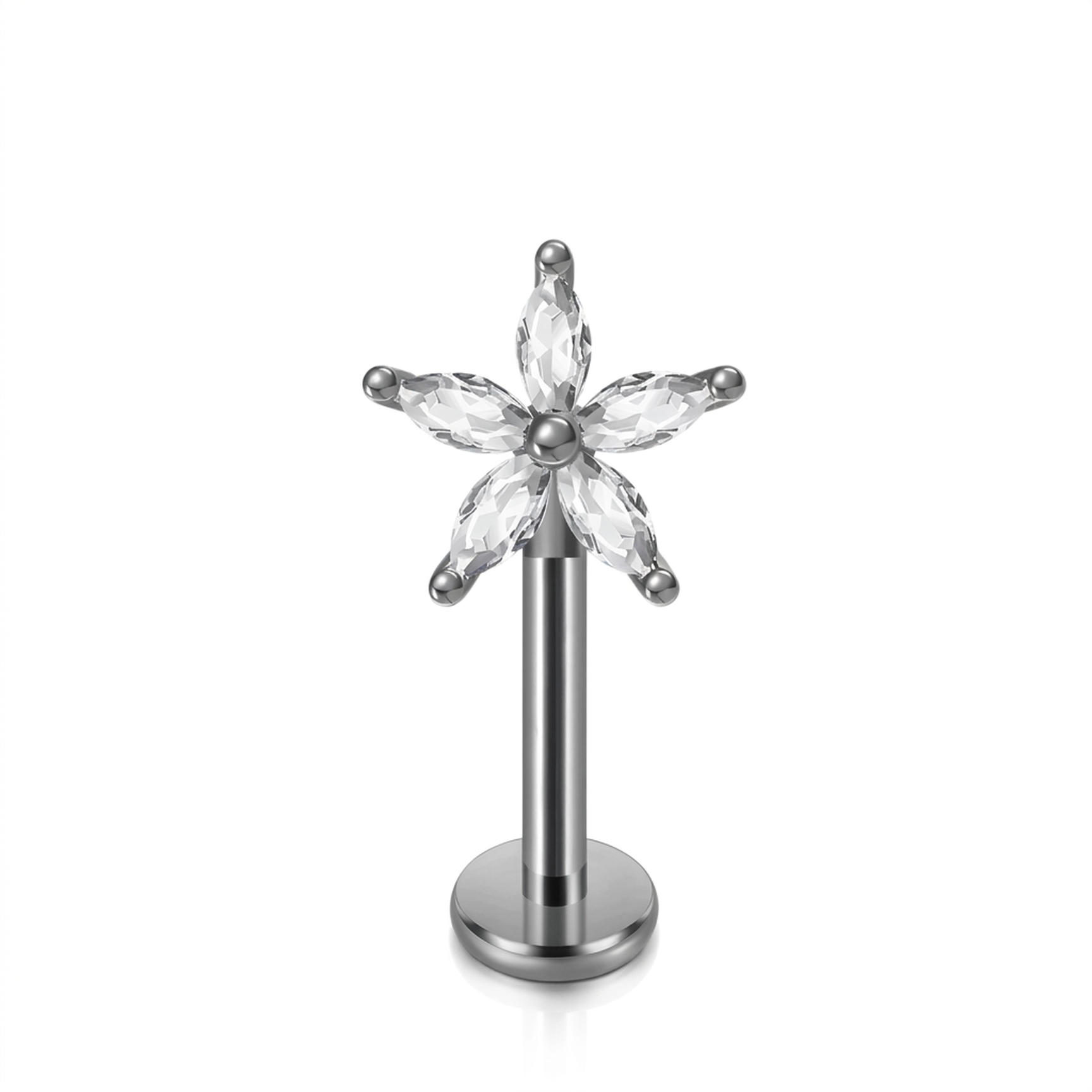 Piercing con fiore di zirconi in Acciaio Chirurgico 316L - Piercing per vertical helix