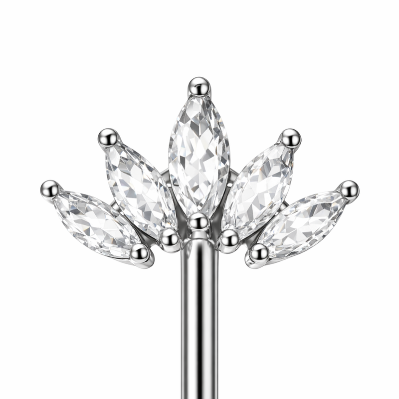 Piercing con cinque zirconi in Acciaio Chirurgico 316L - Piercing per vertical helix