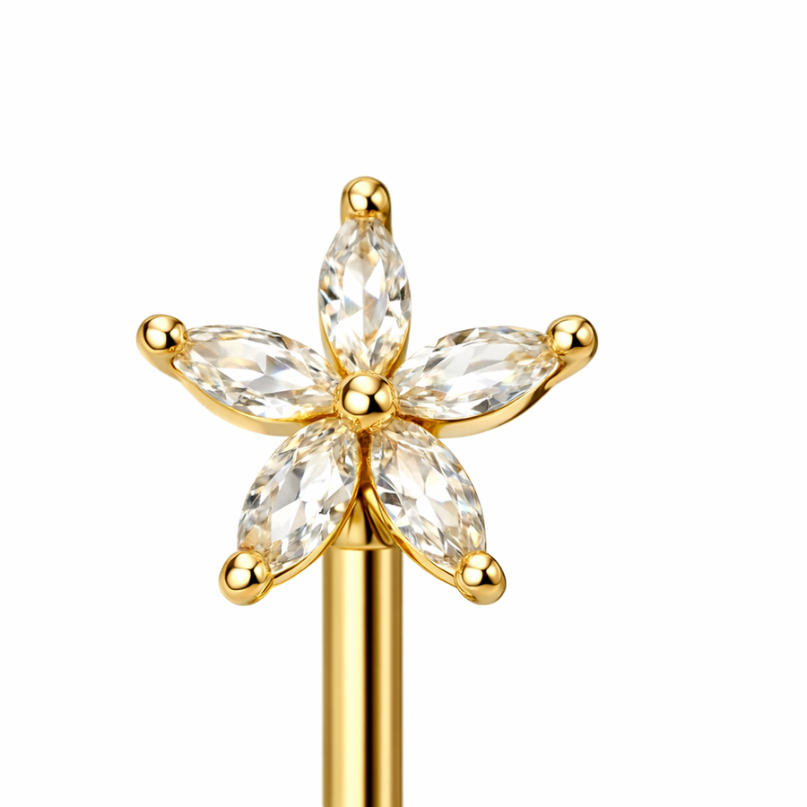 Piercing con fiore di zirconi in Acciaio Chirurgico 316L - Piercing per vertical helix