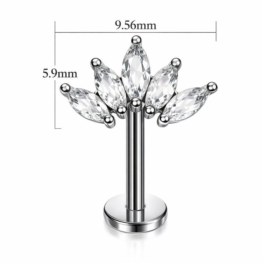 Piercing con cinque zirconi in Acciaio Chirurgico 316L - Piercing per vertical helix