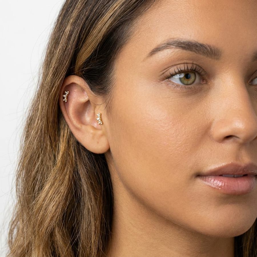 Piercing con zirconi in Titanio G23- Piercing per Lobo, helix, forward helix, conch, flat, tragus