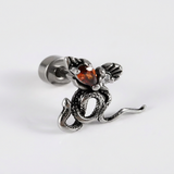 Piercing con polpo e zircone rosso in Acciaio Chirurgico 316L - Piercing per lobo, helix, forward helix, conch, flat, tragus