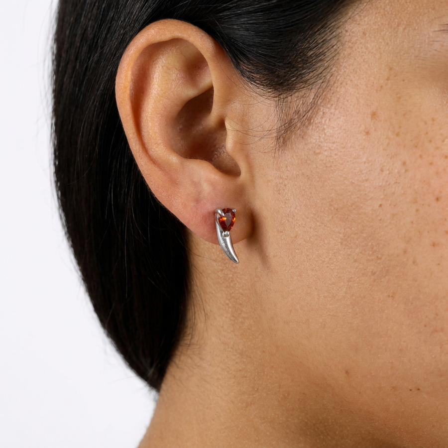 Piercing con zircone rosso in Acciaio Chirurgico 316L - Piercing per lobo, helix, forward helix, conch, flat, tragus
