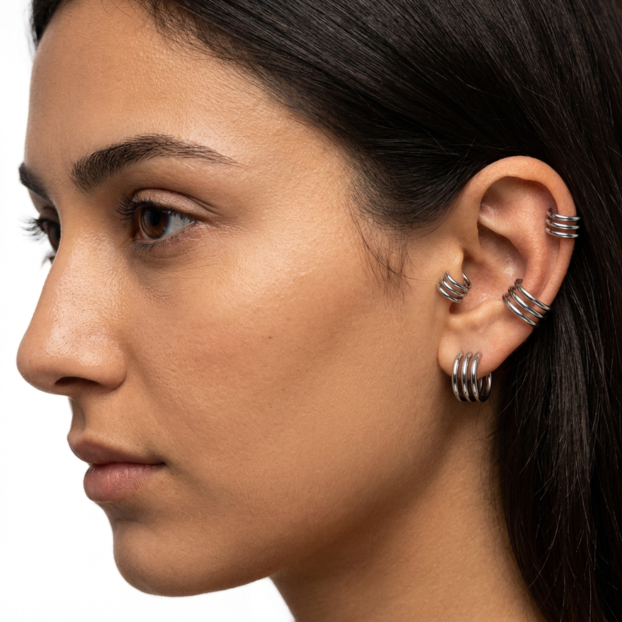Piercing cerchietto con fascia in acciaio chirurgico 316L - Piercing per naso