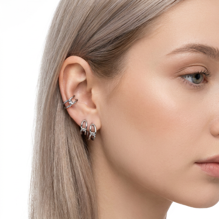 Cerchietto intrecciato in Acciaio Chirurgico 316L - Piercing per lobo, helix, forward helix, tragus