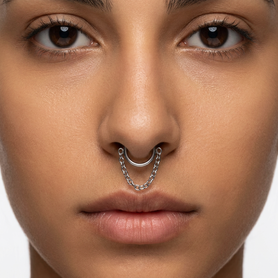 Piercing con catenina in Acciaio Chirurgico 316L - Piercing per lobo, helix, daith, septum