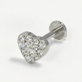 Piercing con cuore con zirconi in Acciaio Chirurgico 316L - Piercing per lobo, helix, forward helix, conch, flat, tragus