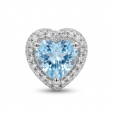 Brillantino a forma di cuore con zircone azzurro in Argento 925 - Orecchino per lobo
