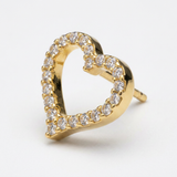 Orecchino a forma di cuore con zirconi con in Argento 925 - Orecchino per lobo