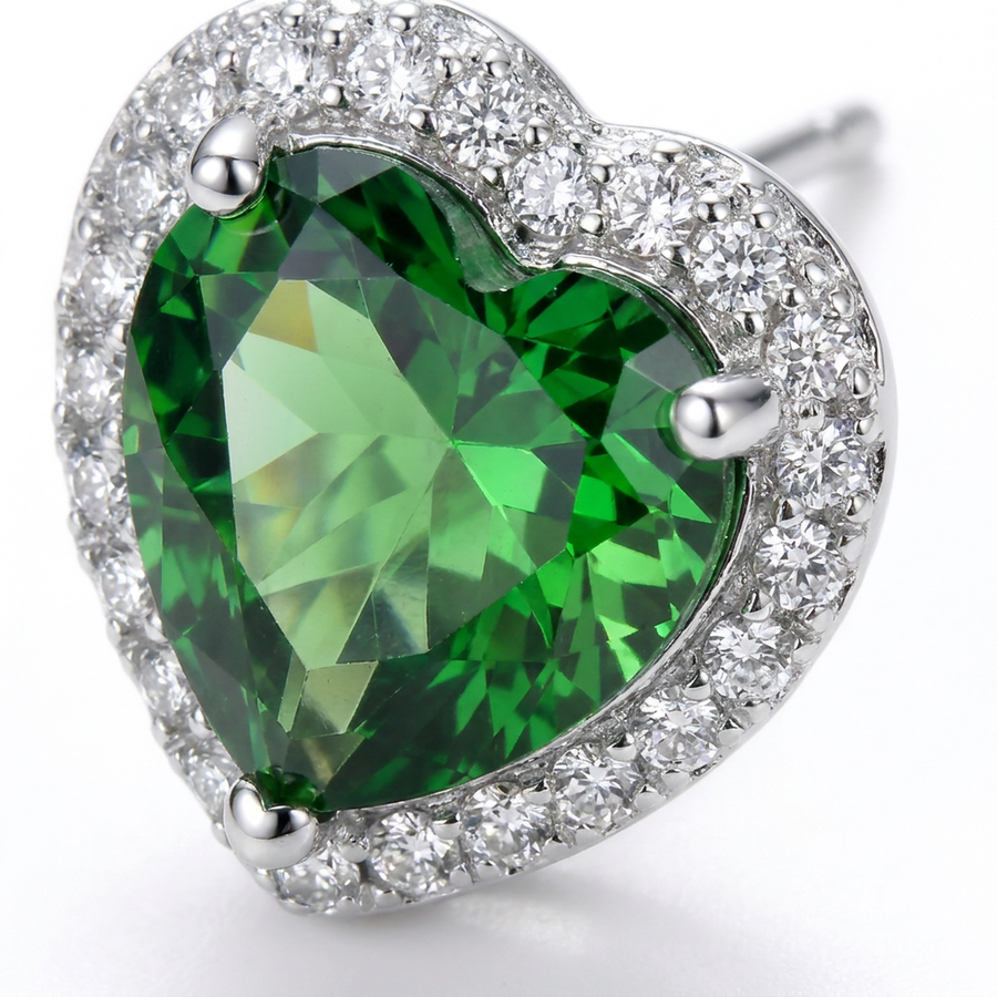 Brillantino a forma di cuore con zircone azzurro in Argento 925 - Orecchino per lobo