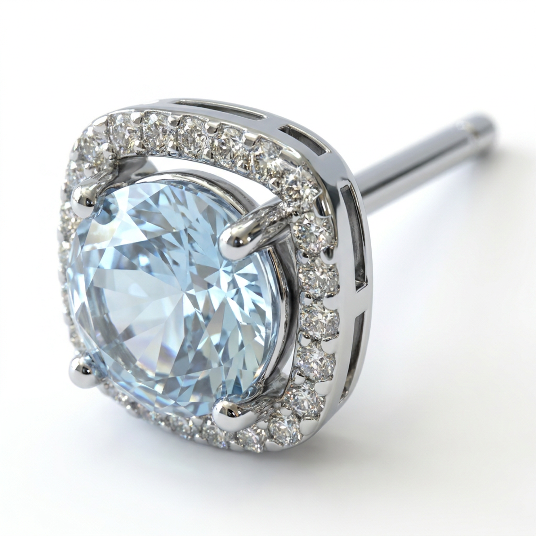 Brillantino con zircone azzurro in Argento 925 - Orecchino per lobo