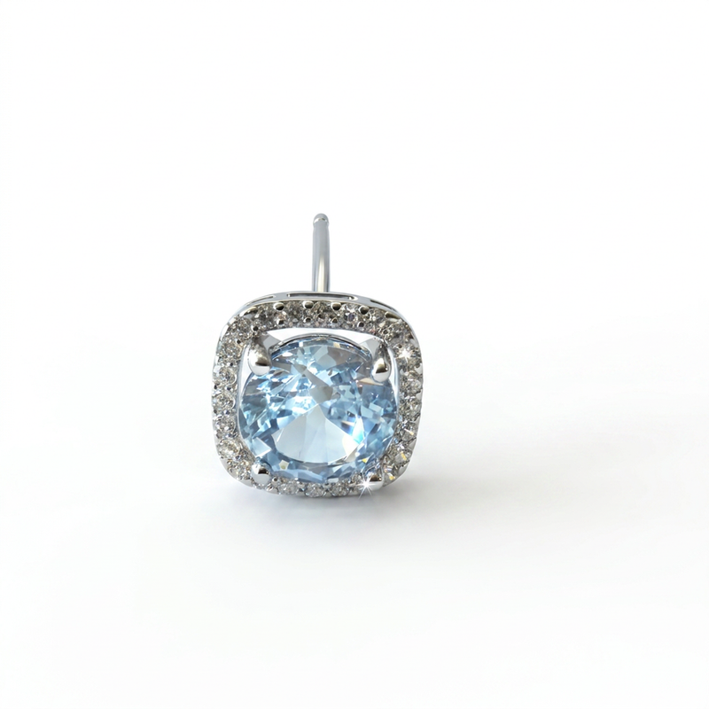 Brillantino con zircone azzurro in Argento 925 - Orecchino per lobo