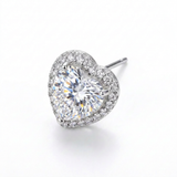 Brillantino a forma di cuore con zircone verde in Argento 925 - Orecchino per lobo