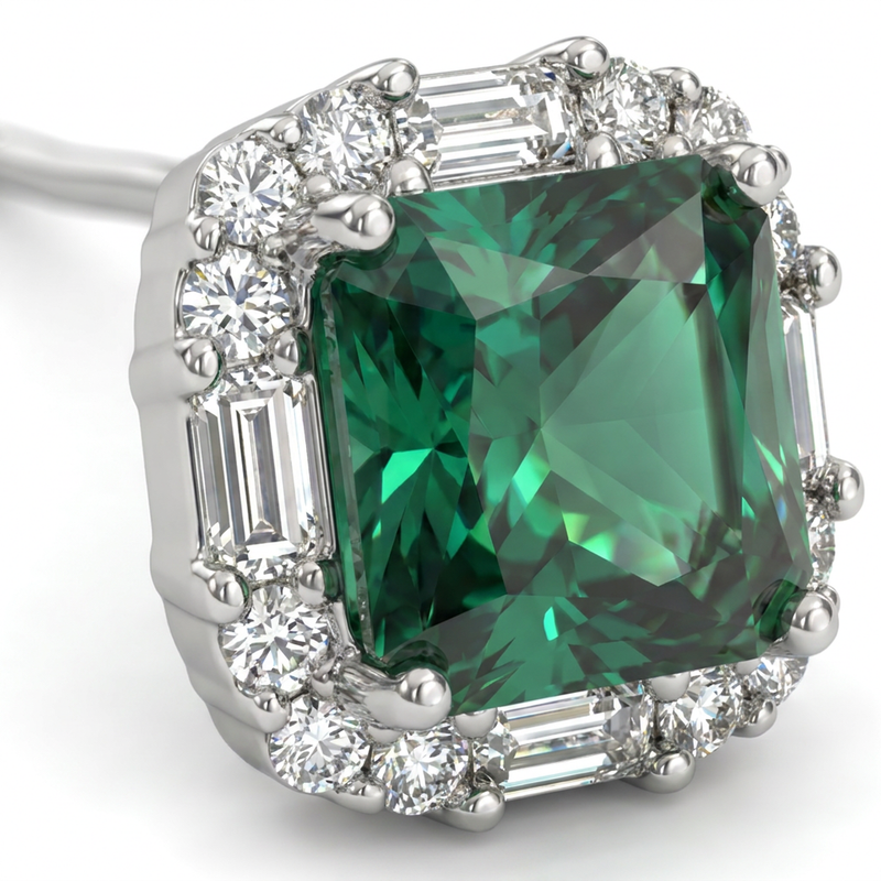 Brillantino con zircone verde in Argento 925 - Orecchino per lobo