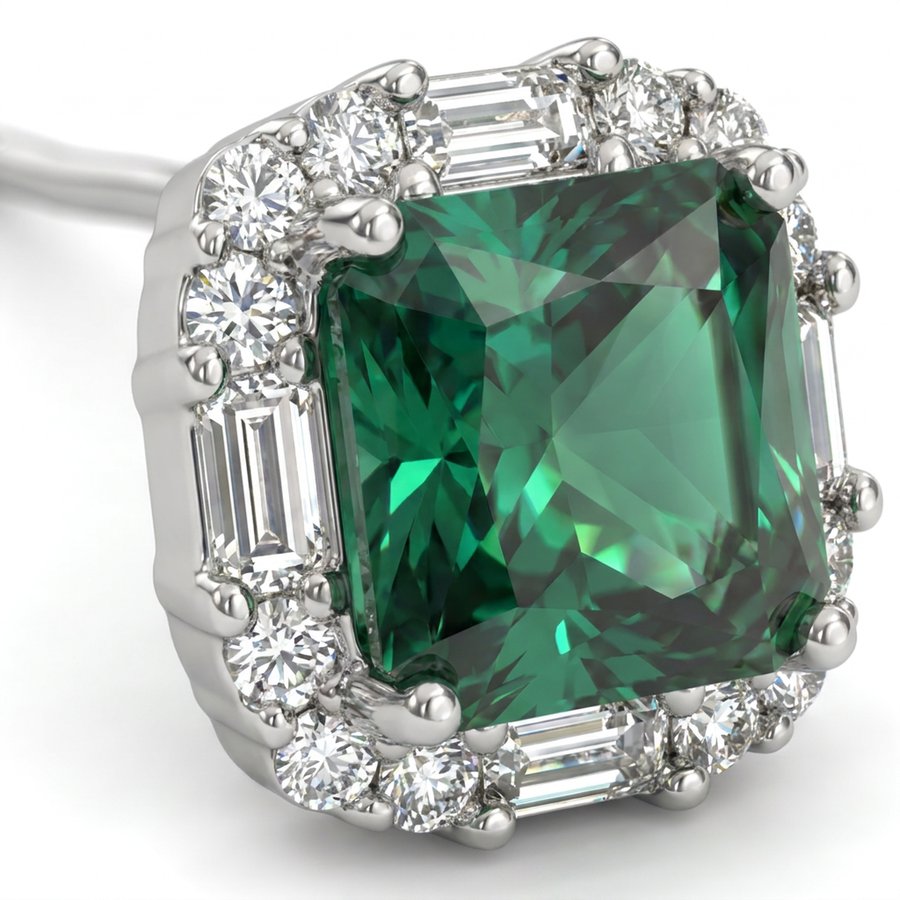 Brillantino con zircone verde in Argento 925 - Orecchino per lobo
