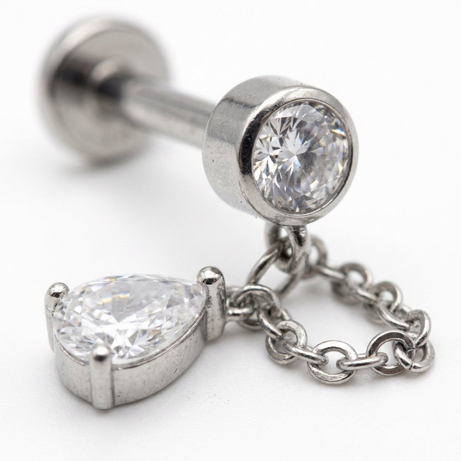 Piercing con zirconi in Titanio G23- Piercing per Lobo, helix, forward helix, flat, tragus