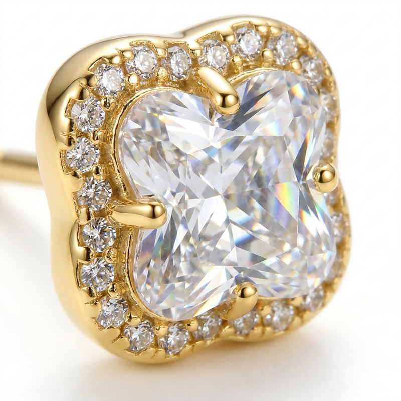 Brillantino a forma di fiore con zirconi in Argento 925 - Orecchino per lobo