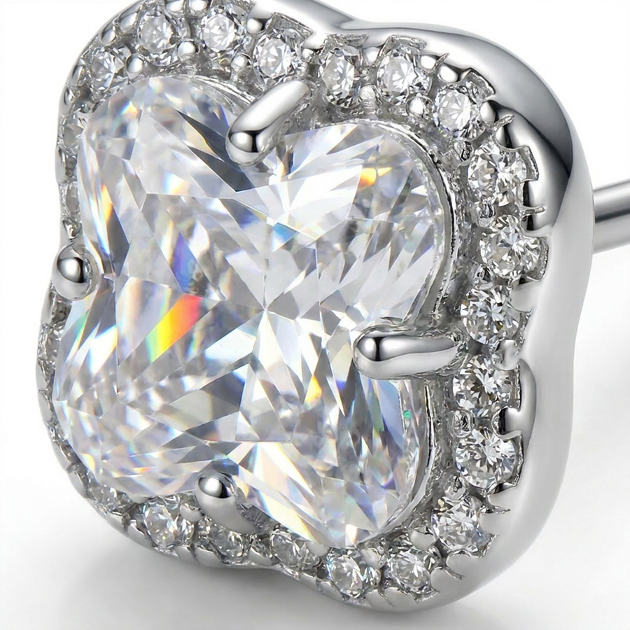 Brillantino a forma di fiore con zirconi in Argento 925 - Orecchino per lobo