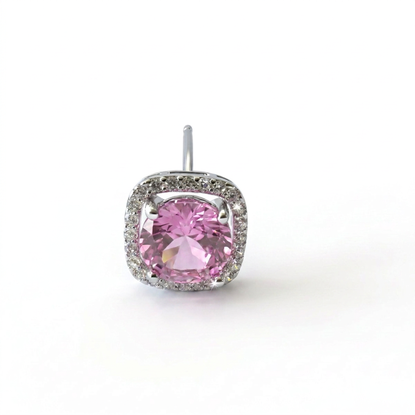 Brillantino con zircone rosa in Argento 925 - Orecchino per lobo