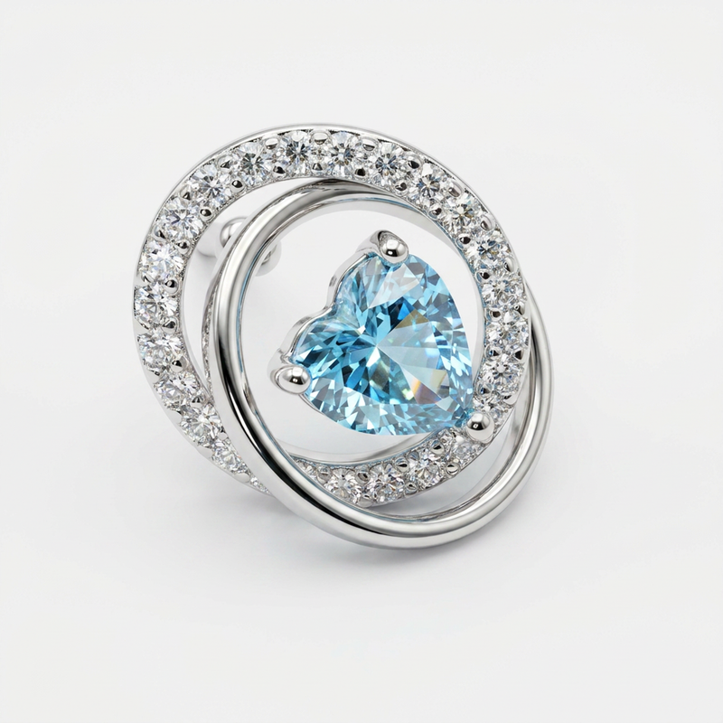 Brillantino intrecciato con zircone azzurro in Argento 925 - Orecchino per lobo