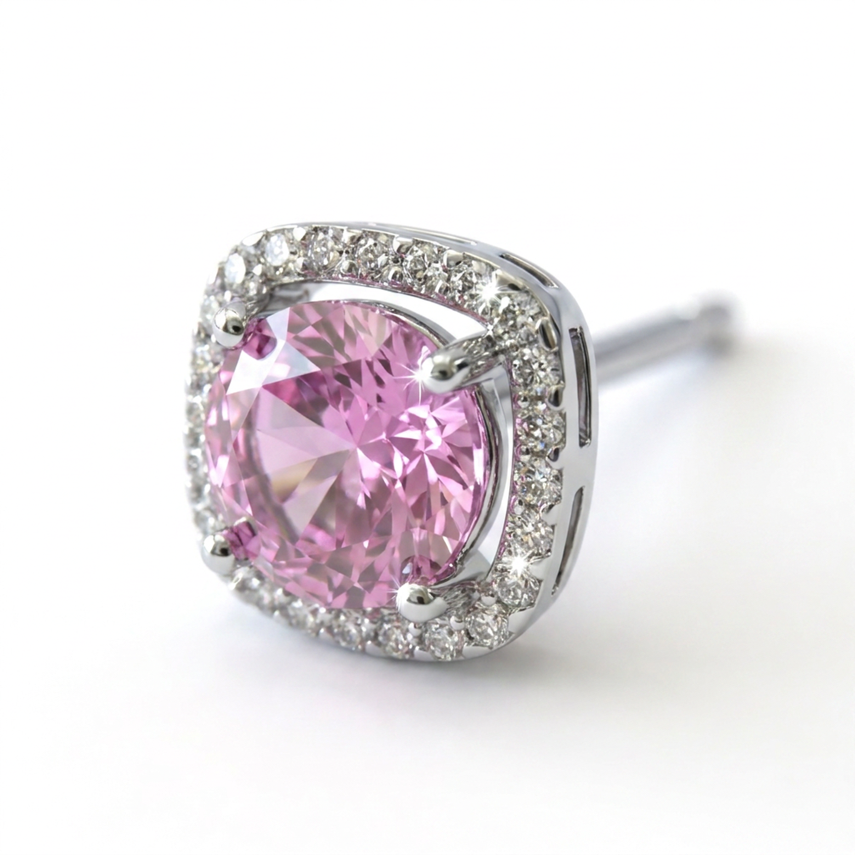 Brillantino con zircone rosa in Argento 925 - Orecchino per lobo