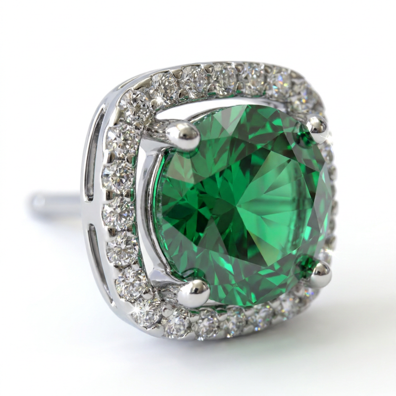 Brillantino con zircone verde in Argento 925 - Orecchino per lobo
