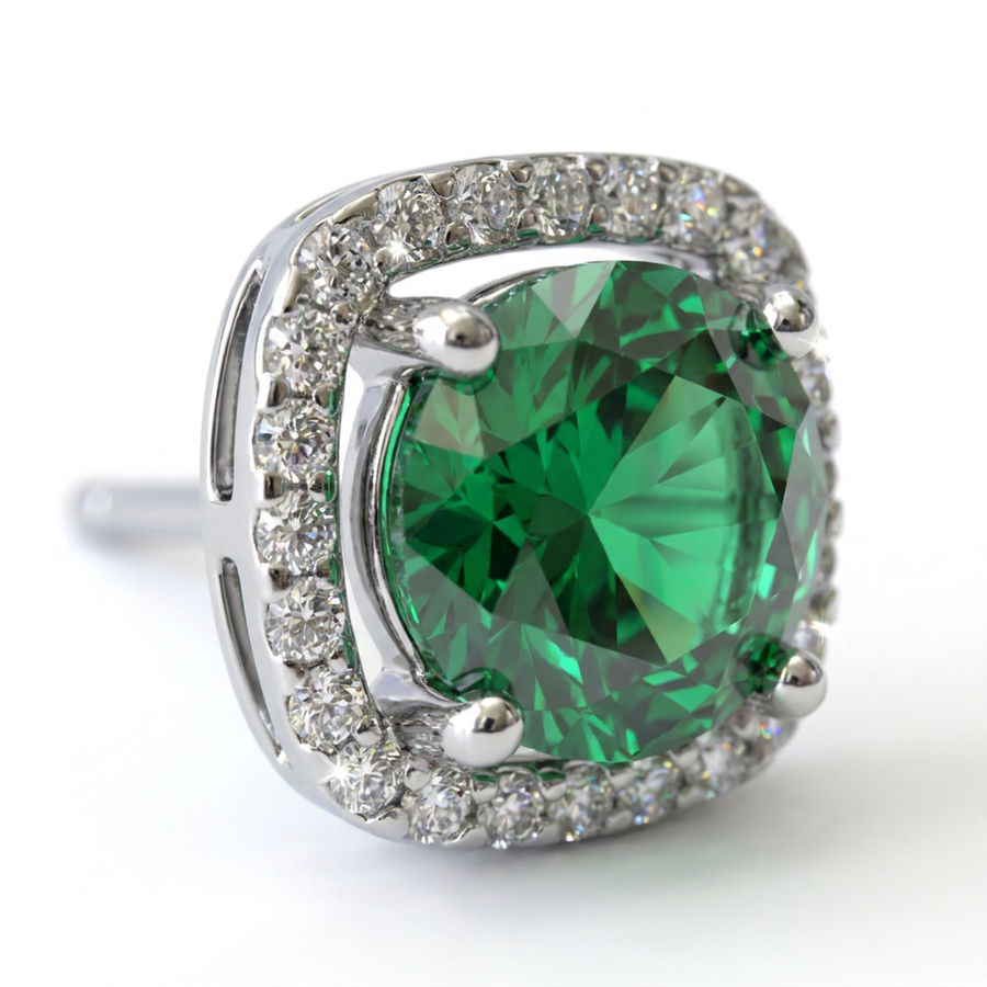 Brillantino con zircone verde in Argento 925 - Orecchino per lobo