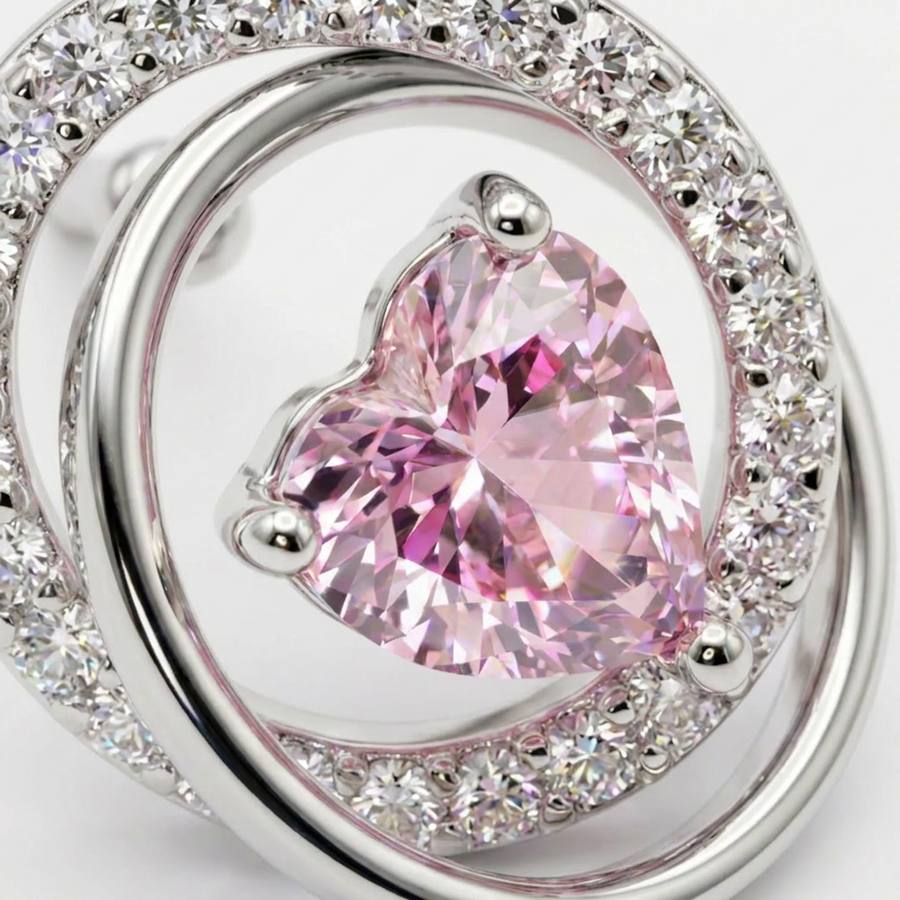 Brillantino intrecciato con zircone rosa in Argento 925 - Orecchino per lobo