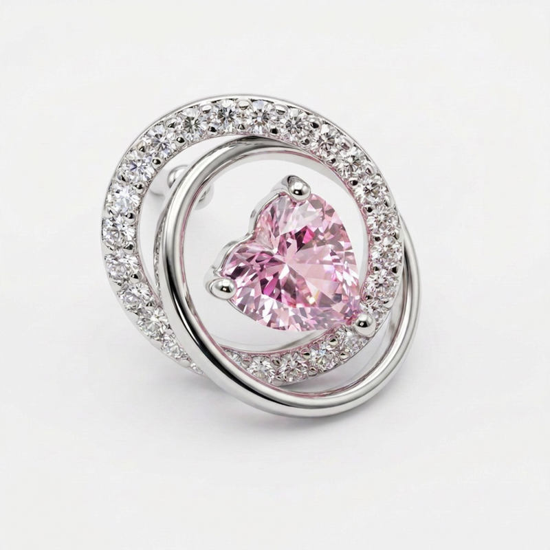 Brillantino intrecciato con zircone rosa in Argento 925 - Orecchino per lobo