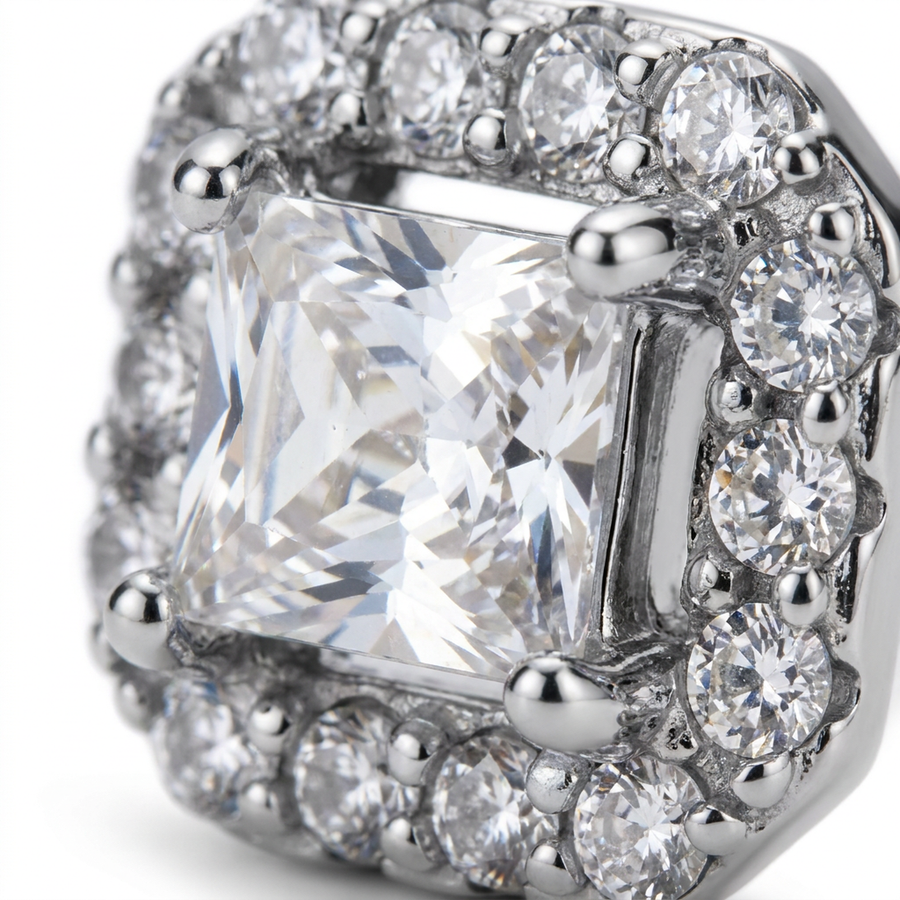 Brillantino con zirconi in Argento 925 - Orecchino per lobo