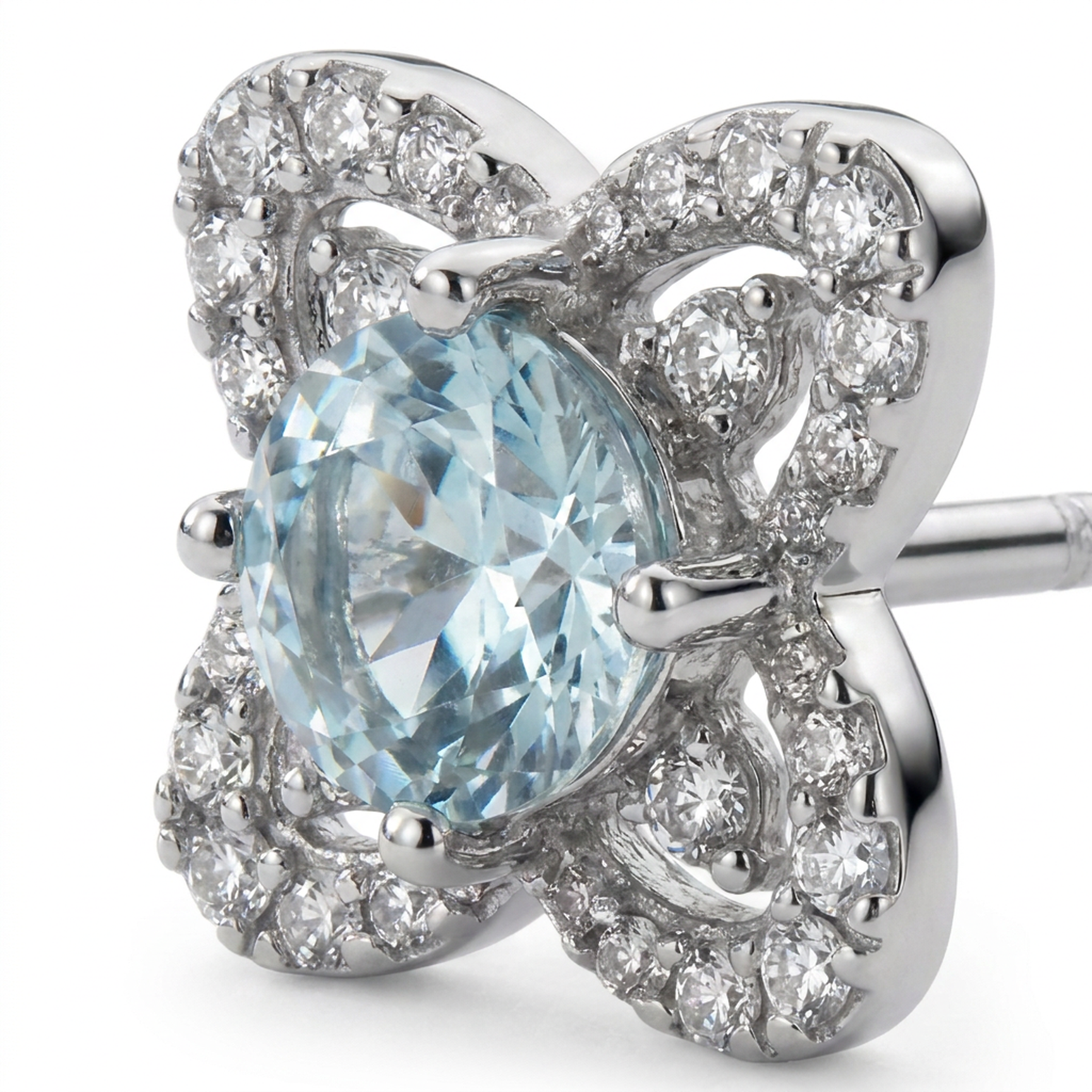 Orecchino con zircone azzurro in Argento 925 - Orecchino per lobo